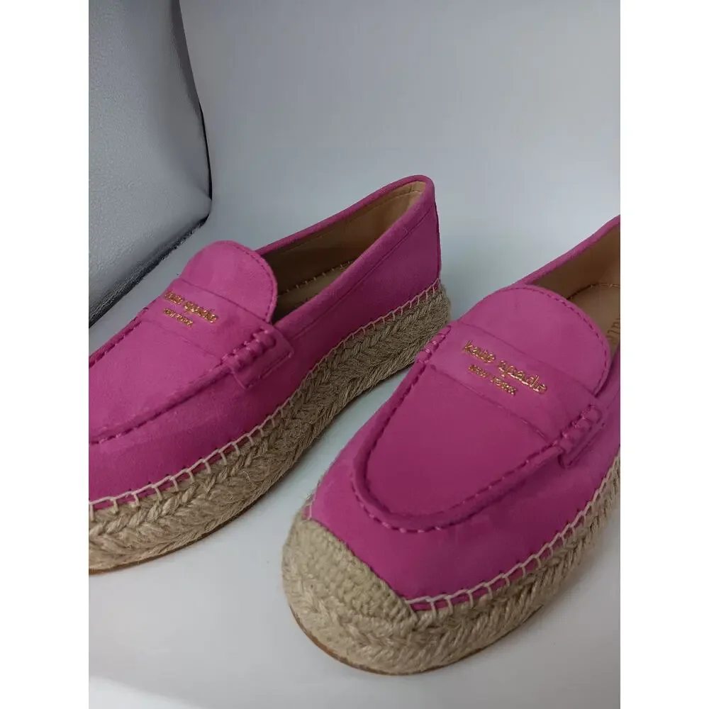Kate Spade Eastwell Espadrille Flat Womens 6B Pink Suede Luxury Party Dress - Picture 5 of 10